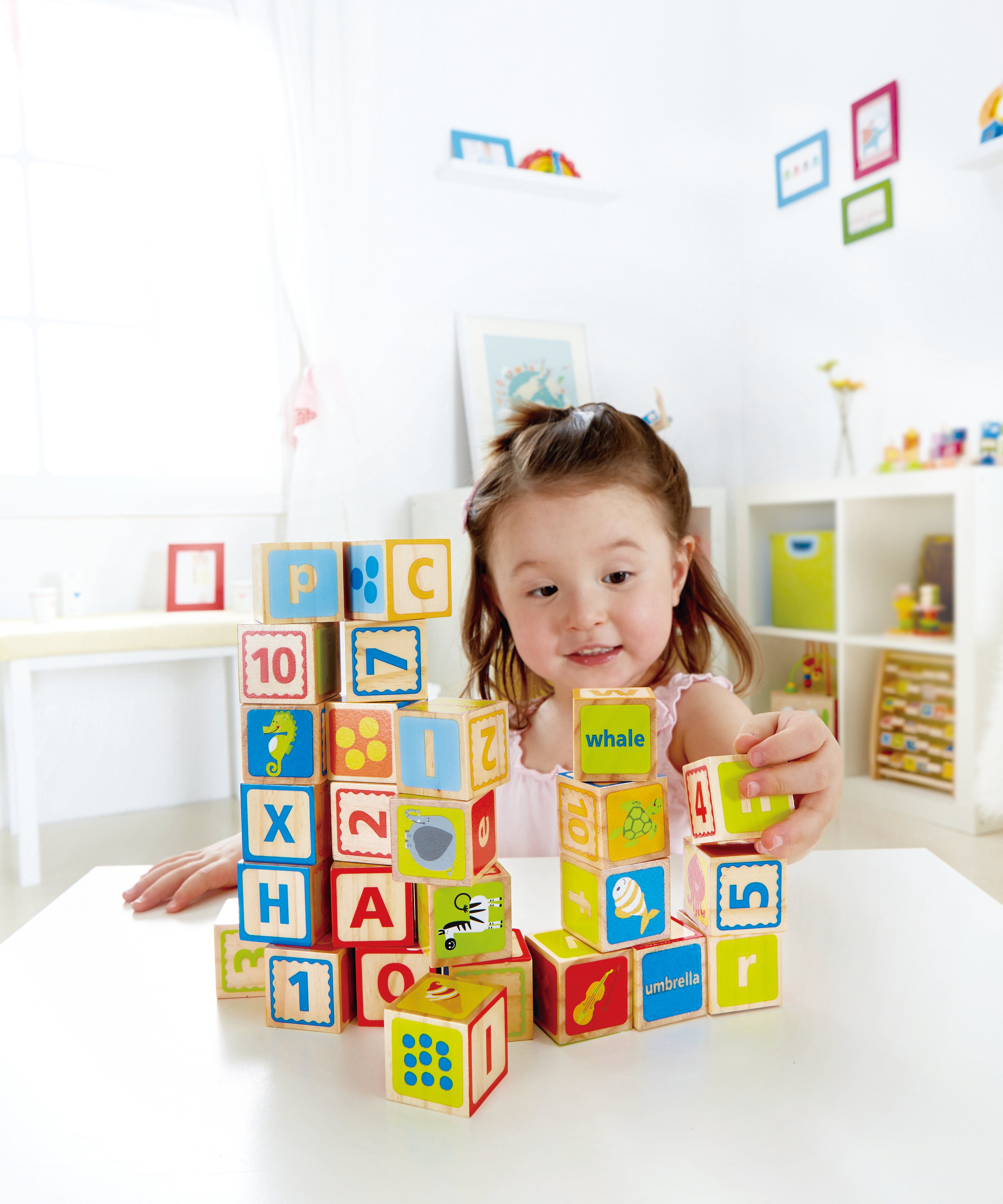 Hape ABC Blocks - 26 Colorful Wooden Letter Blocks for Toddlers Aged 2 Years and Up | E0419