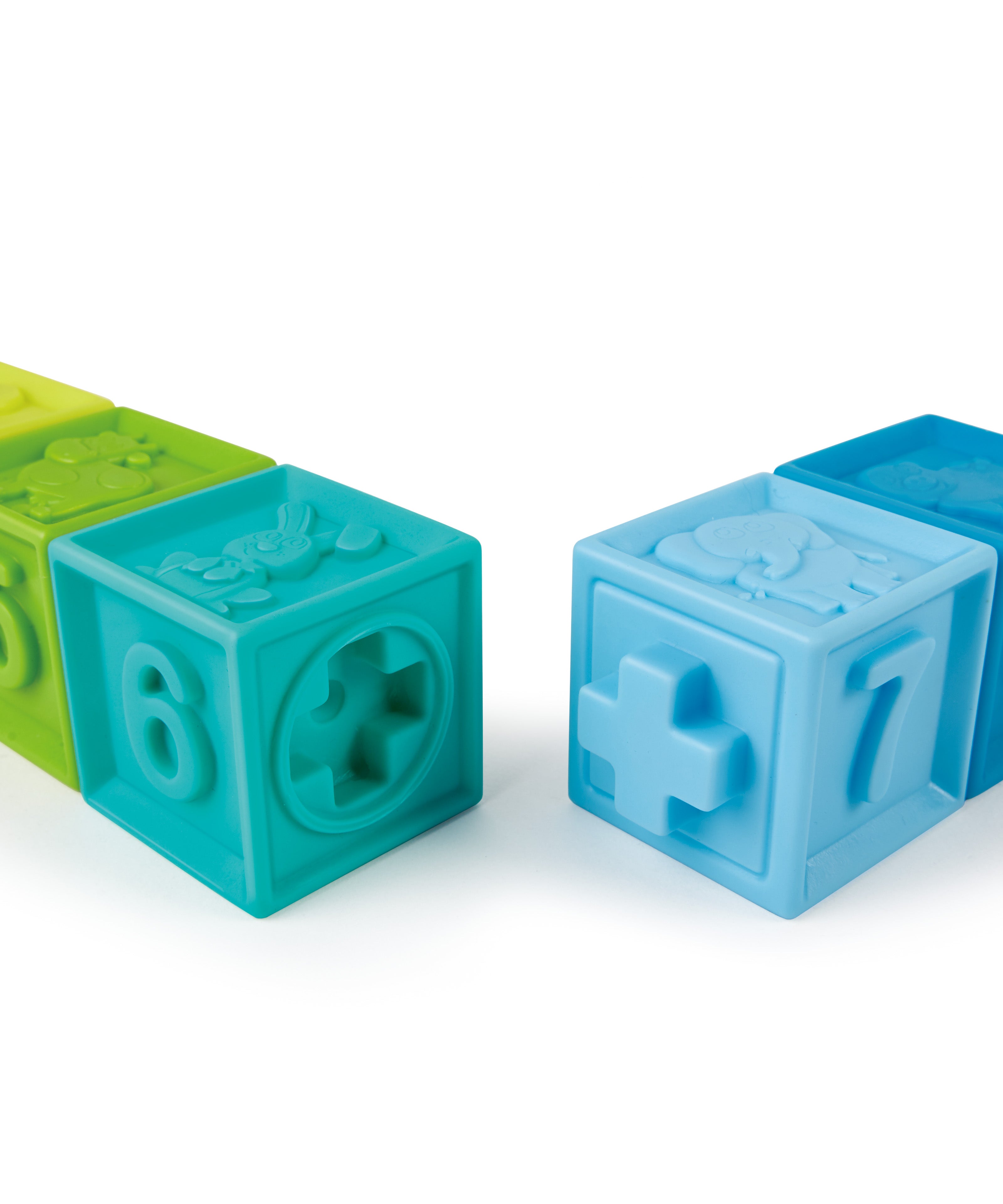 Hape Squeeze Me Blocks Soft Silicone Stacking Toy 10pcs – Colorful Textured Blocks for Teething, Stacking, and Early Learning