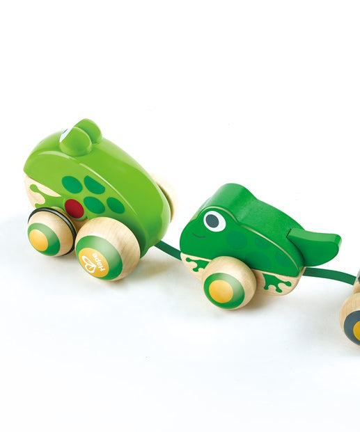 Hape Pull-Along Frog Family – Fun Wooden Toy with Frog Life Cycle for Toddlers to Explore Nature, Movement, and Early Learning