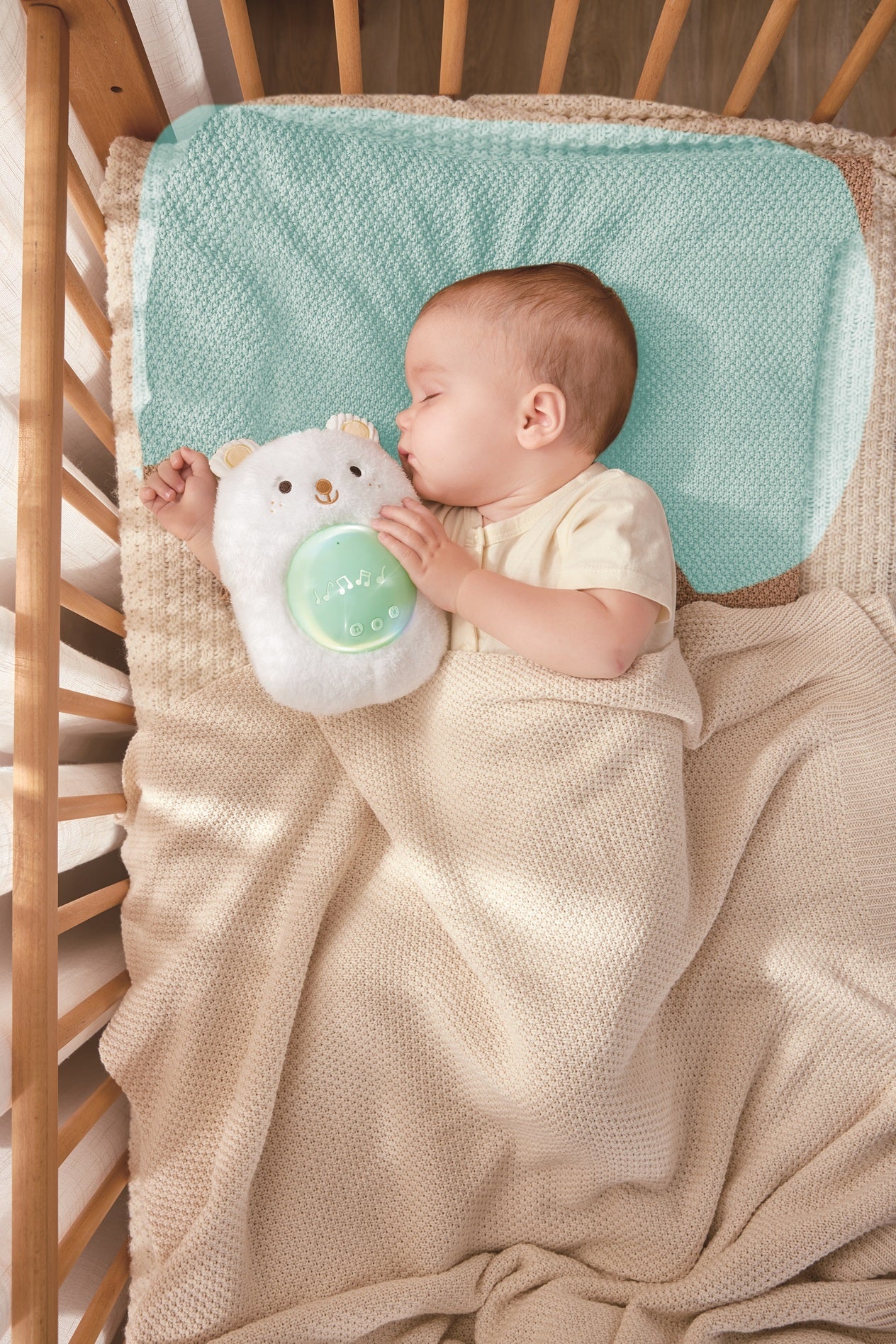 Hape Portable Baby White Noise Sound Machine My Music Pal - Huggy Bobo | White Noise, Personalized Recording, Lullabies & Plush Toy | Newborn Sleep Aid with Soft Night Light