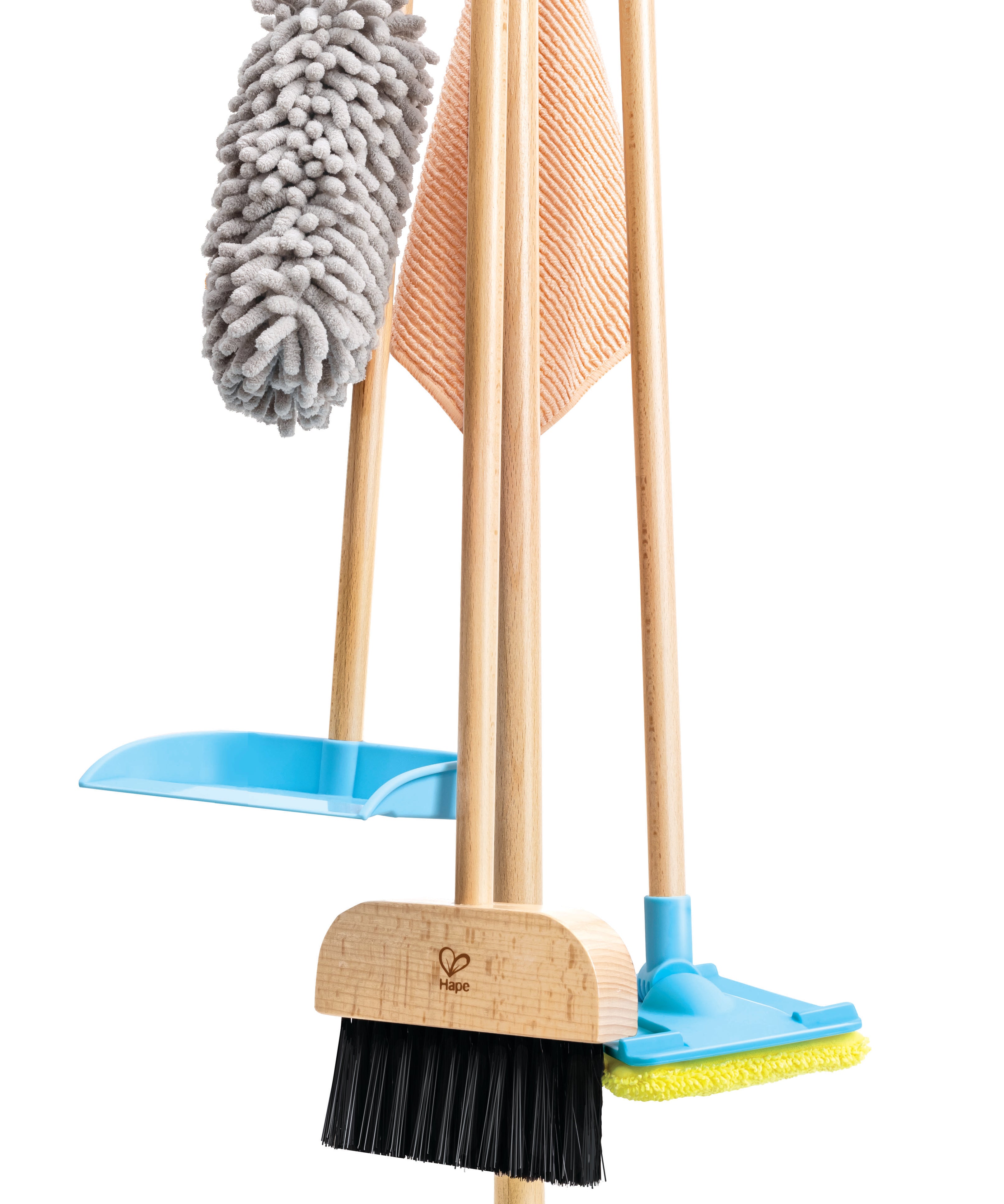 Hape Clean Up Broom Set - 6-Piece Pretend Cleaning Kit for Kids Aged 3–8 | Realistic Mop, Broom, Dustpan & More for Role Play Fun & Life Skills
