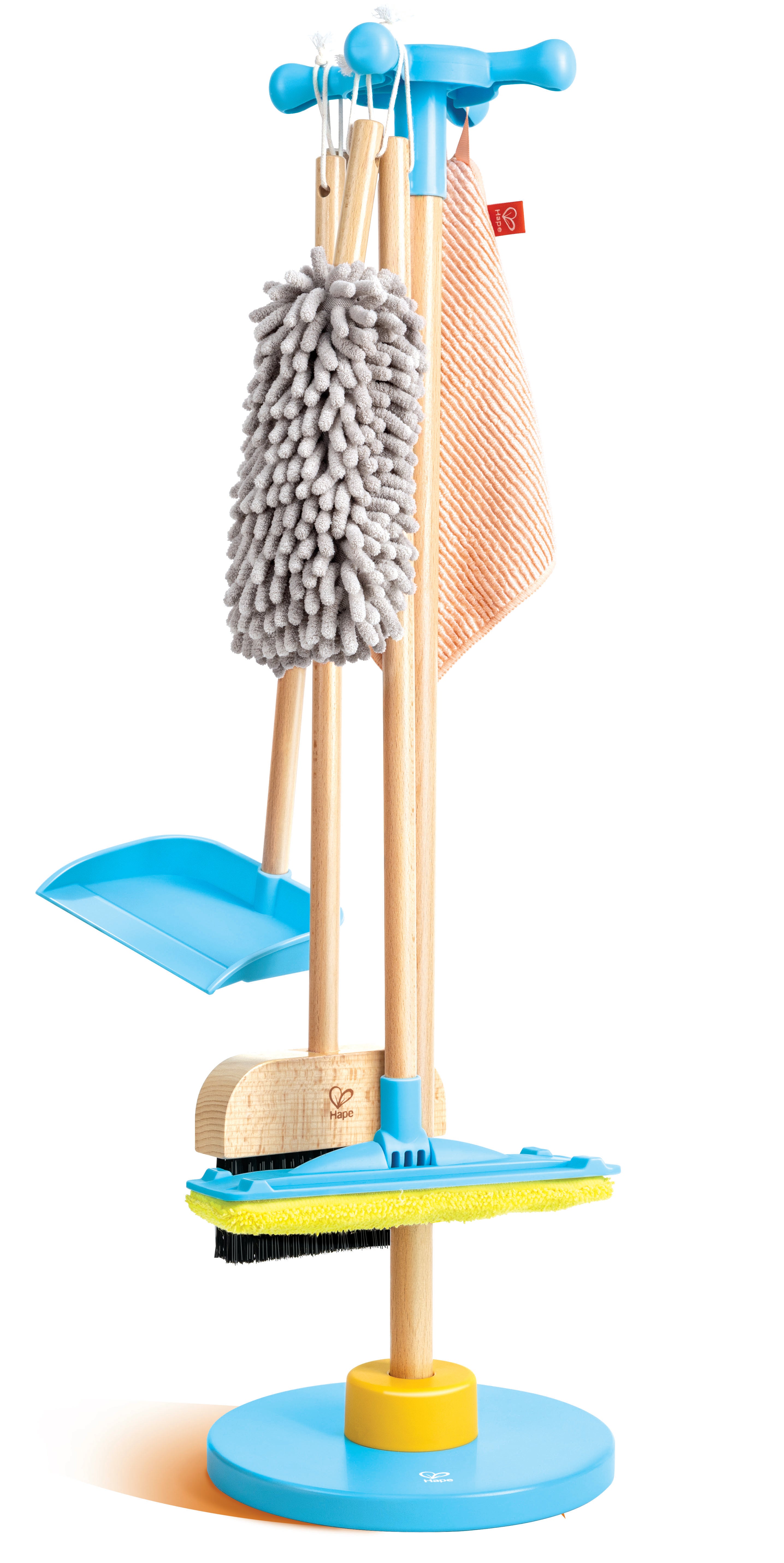 Hape Clean Up Broom Set - 6-Piece Pretend Cleaning Kit for Kids Aged 3–8 | Realistic Mop, Broom, Dustpan & More for Role Play Fun & Life Skills