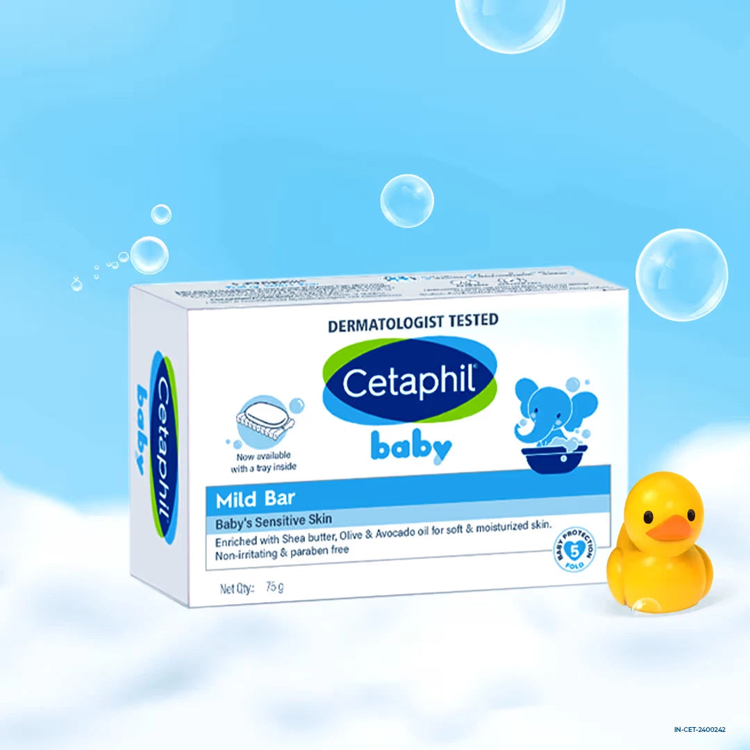 Cetaphil Baby Mild Bar Soap for Sensitive Skin – Gentle Daily Cleanser with Shea Butter & Glycerin (75g & 100g)