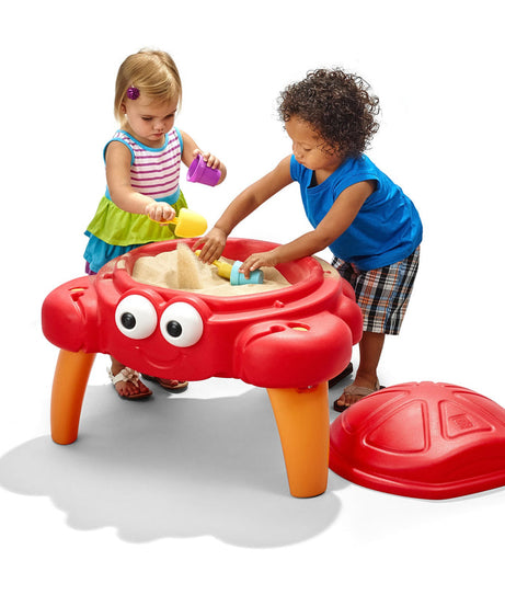 Step2 Crabbie Sand Table for Kids – Outdoor Crab-Themed Sensory Play Table with Lid & Accessories | Holds Up to 25 lbs Sand | Ages 1.5+ Years - MINIMEE KIDS