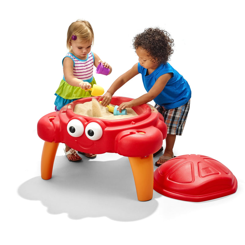 Step2 Crabbie Sand Table for Kids – Outdoor Crab-Themed Sensory Play Table with Lid & Accessories | Holds Up to 25 lbs Sand | Ages 1.5+ Years - MINIMEE KIDS