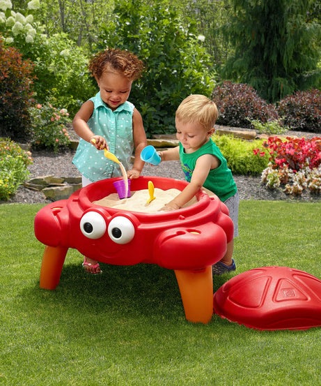 Step2 Crabbie Sand Table for Kids – Outdoor Crab-Themed Sensory Play Table with Lid & Accessories | Holds Up to 25 lbs Sand | Ages 1.5+ Years - MINIMEE KIDS