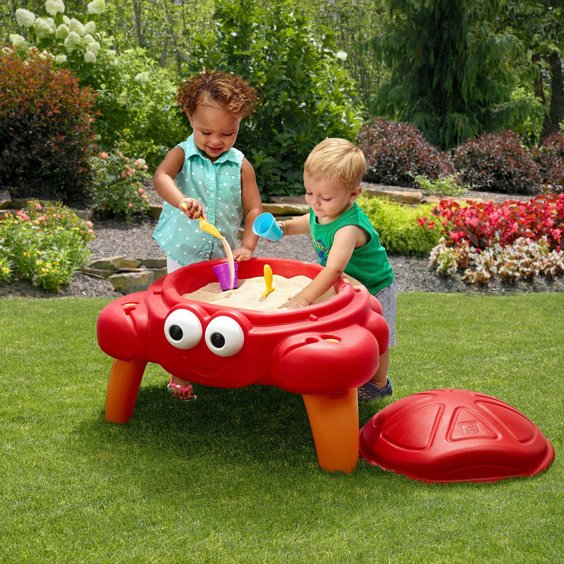Step2 Crabbie Sand Table for Kids – Outdoor Crab-Themed Sensory Play Table with Lid & Accessories | Holds Up to 25 lbs Sand | Ages 1.5+ Years - MINIMEE KIDS