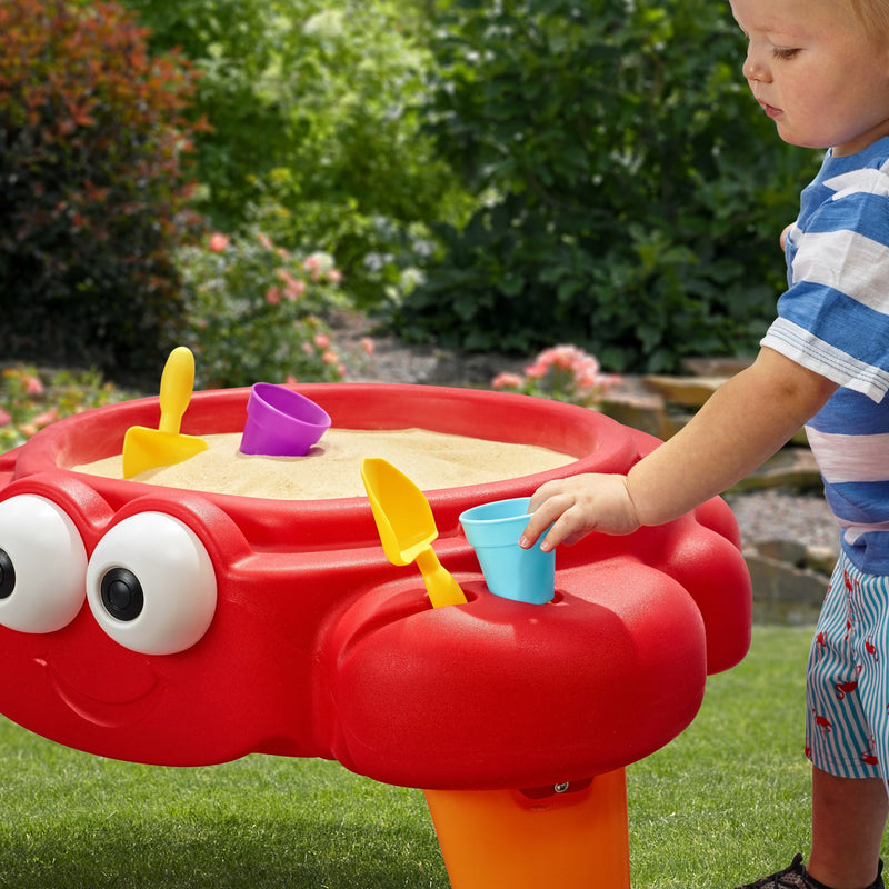 Step2 Crabbie Sand Table for Kids – Outdoor Crab-Themed Sensory Play Table with Lid & Accessories | Holds Up to 25 lbs Sand | Ages 1.5+ Years - MINIMEE KIDS