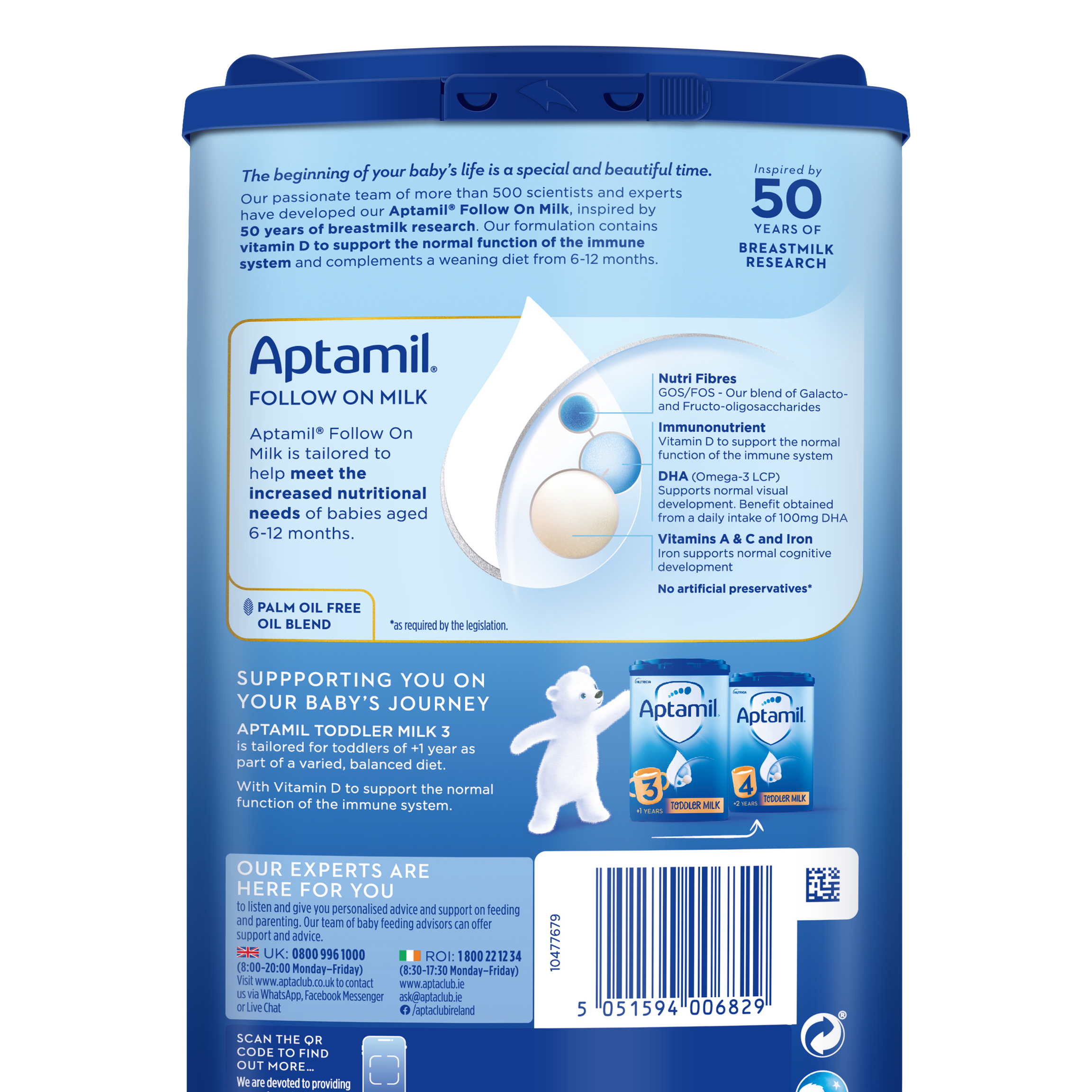 Aptamil Follow-On Milk Stage 2 (6-12 Months) | 800g | Made in EU Ireland | Advanced Nutrition for Growing Babies - MINIMEE KIDS