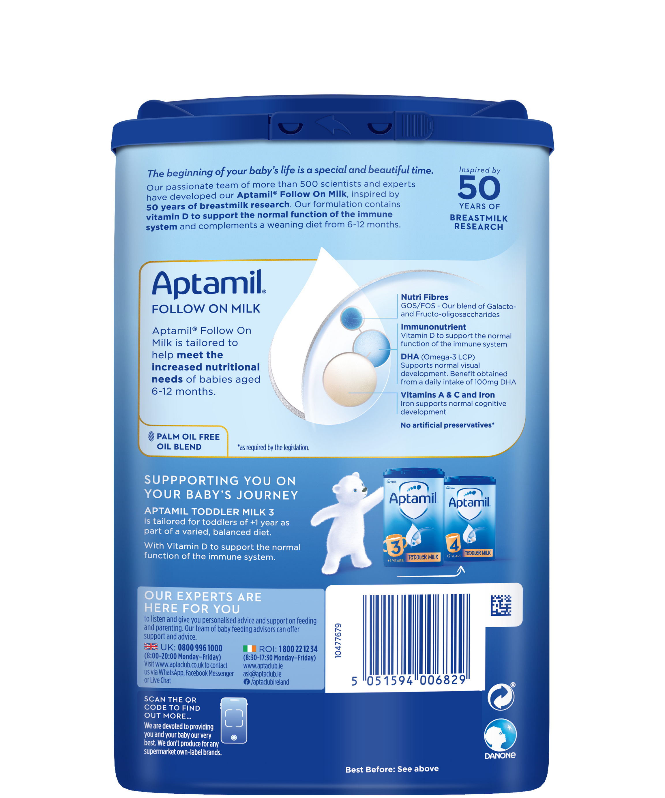 Aptamil Follow-On Milk Stage 2 (6-12 Months) | 800g | Made in EU Ireland | Advanced Nutrition for Growing Babies - MINIMEE KIDS