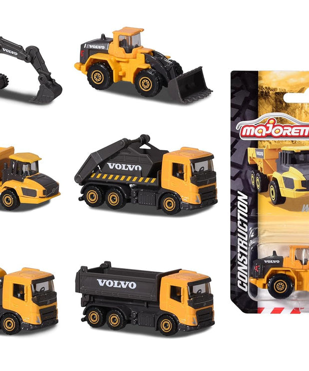 Majorette Volvo Construction Series (6 Assorted Models), Officially Licensed Die-Cast Metal Toy Vehicles with Moving Parts, for Kids and Collectors Aged 3+ - MINIMEE KIDS