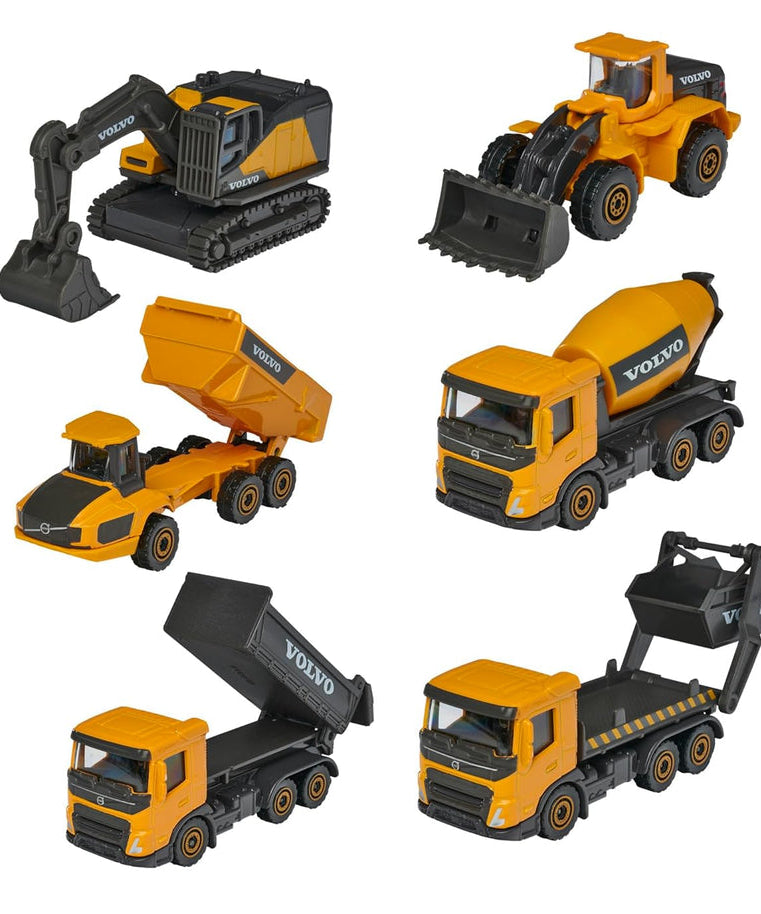Majorette Volvo Construction Series (6 Assorted Models), Officially Licensed Die-Cast Metal Toy Vehicles with Moving Parts, for Kids and Collectors Aged 3+ - MINIMEE KIDS