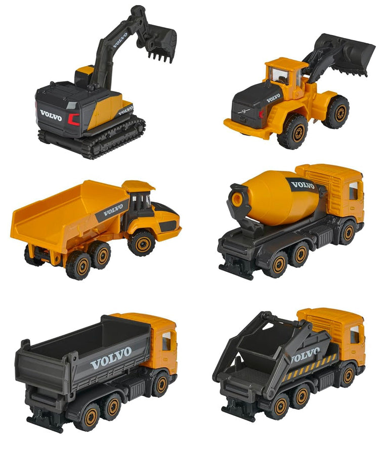 Majorette Volvo Construction Series (6 Assorted Models), Officially Licensed Die-Cast Metal Toy Vehicles with Moving Parts, for Kids and Collectors Aged 3+ - MINIMEE KIDS