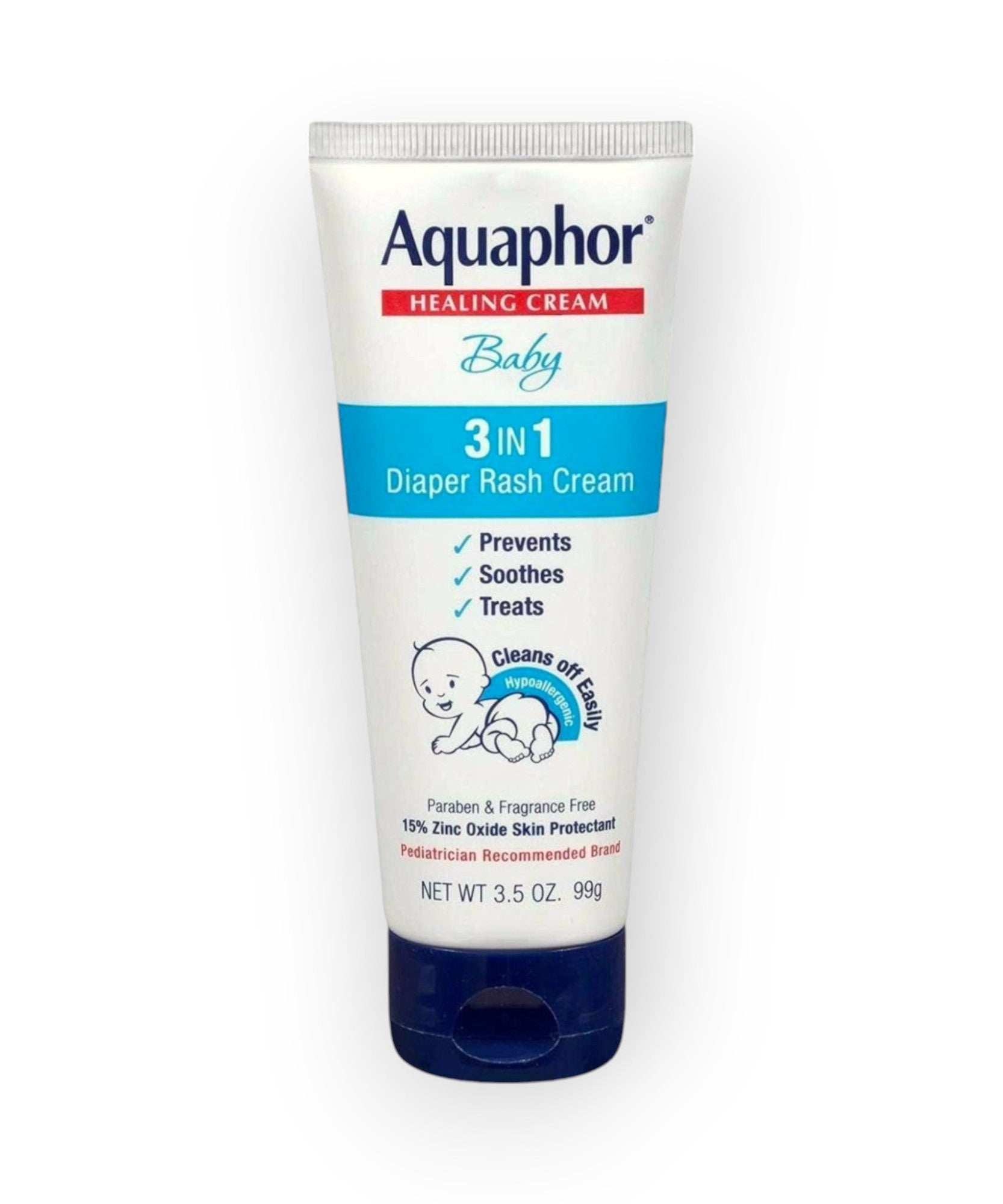 Aquaphor Baby 3-in-1 Diaper Rash Cream with Zinc Oxide & Panthenol - Prevents, Soothes & Treats Irritated Skin | 99g - MINIMEE KIDS