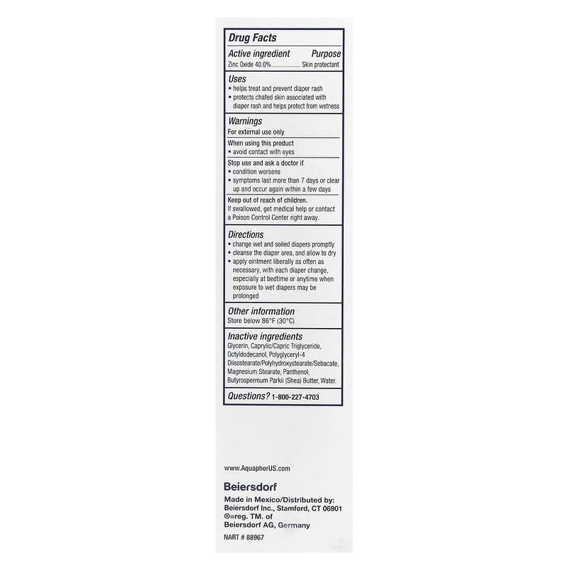 Aquaphor Baby Healing Paste with 40% Zinc Oxide (99g) | Maximum Strength Fast Relief Diaper Rash Paste | Pediatrician Recommended & Paraben-Free | Made in Mexico - US Sourced