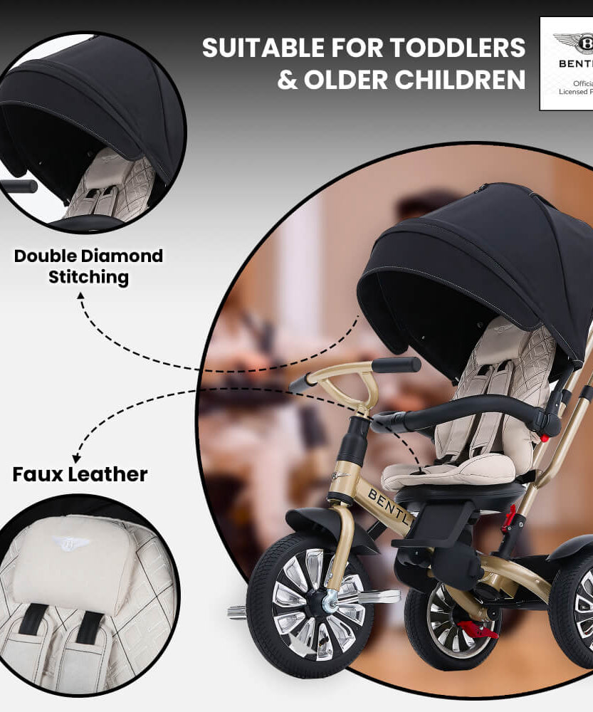 Bentley Mulliner 6-in-1 Convertible Baby Tricycle and Stroller – Luxury Baby Ride with Multiple Modes and Premium Design - MINIMEE KIDS