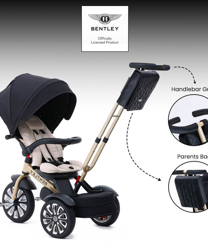Bentley Mulliner 6-in-1 Convertible Baby Tricycle and Stroller – Luxury Baby Ride with Multiple Modes and Premium Design - MINIMEE KIDS