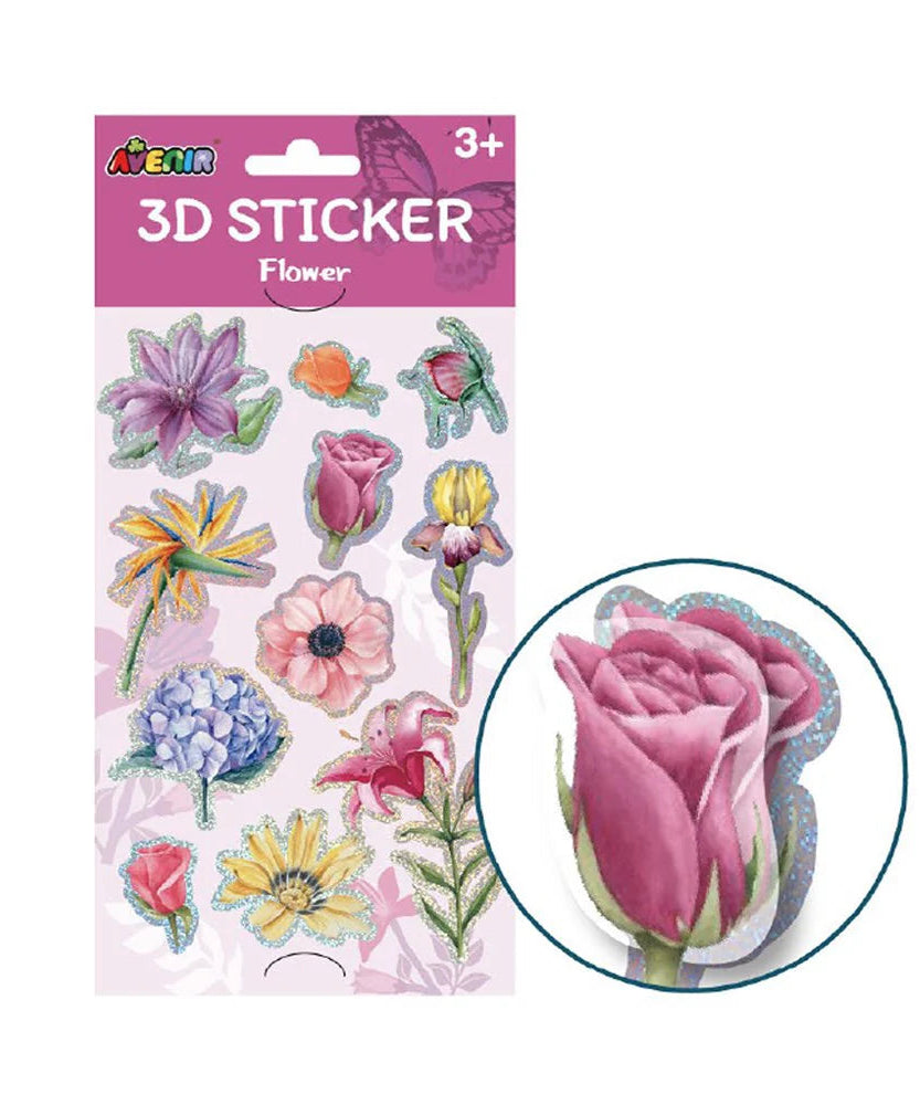 Avenir Nature-Themed 3D Stickers for Kids - Realistic Pop-Up Butterfly, Insect, and Flower Designs - Premium Multi-Layered Decorative Stickers for DIY Crafts & Creative Learning - Ages 3+