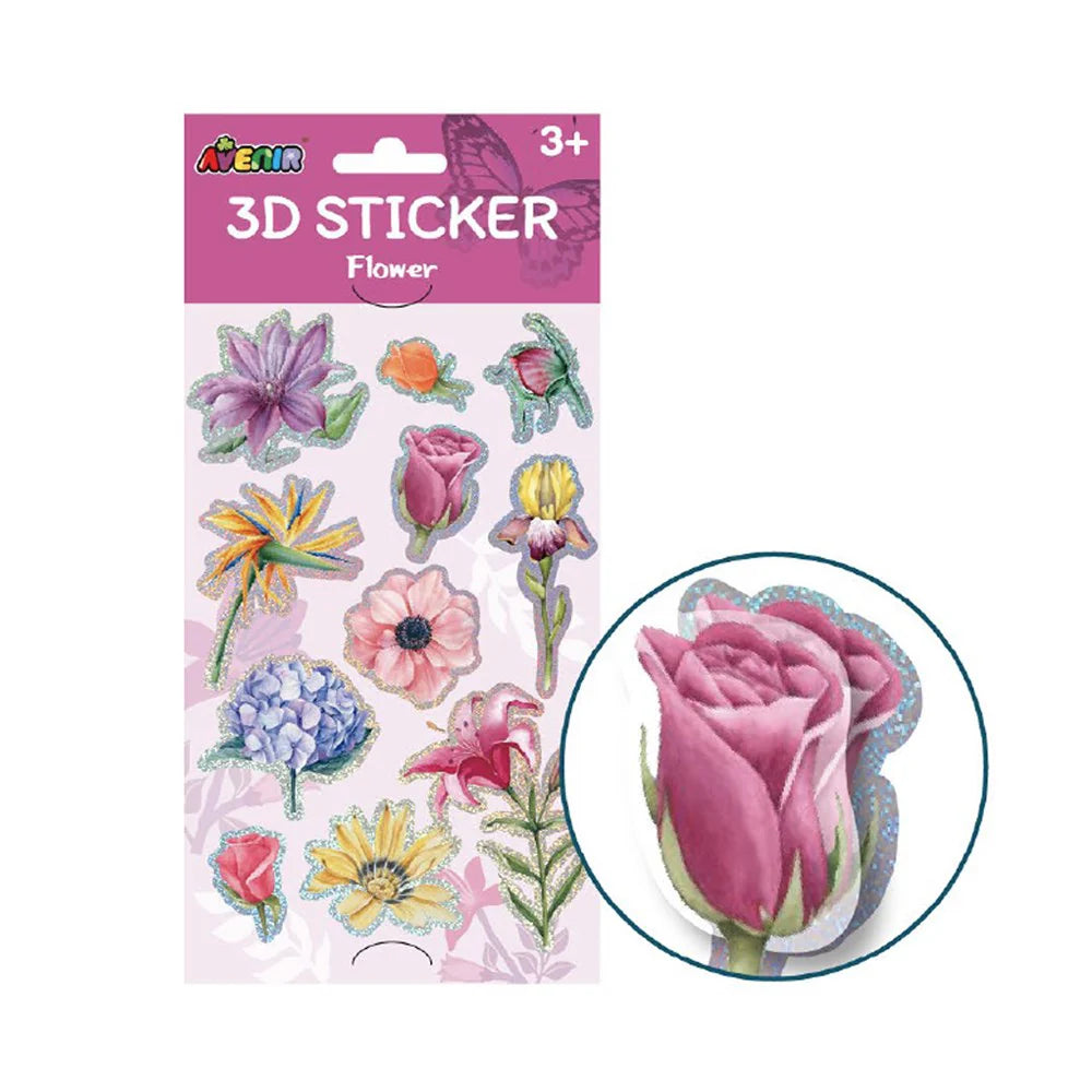 Avenir Nature-Themed 3D Stickers for Kids - Realistic Pop-Up Butterfly, Insect, and Flower Designs - Premium Multi-Layered Decorative Stickers for DIY Crafts & Creative Learning - Ages 3+