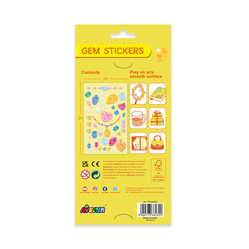 Avenir Gem Stickers for Kids – Self-Adhesive Rhinestone Craft Jewels in Assorted Styles (Flowers, Galaxy, Jewels, Rainbows) – Perfect for Arts & Crafts Projects, Personalization, and Creative Decoration – Ages 3+
