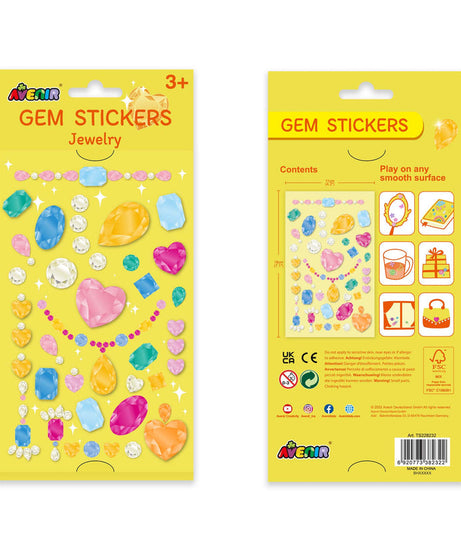 Avenir Gem Stickers for Kids – Self-Adhesive Rhinestone Craft Jewels in Assorted Styles (Flowers, Galaxy, Jewels, Rainbows) – Perfect for Arts & Crafts Projects, Personalization, and Creative Decoration – Ages 3+