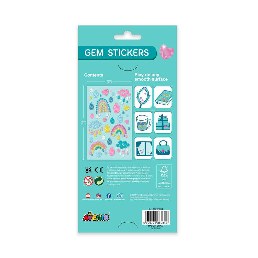 Avenir Gem Stickers for Kids – Self-Adhesive Rhinestone Craft Jewels in Assorted Styles (Flowers, Galaxy, Jewels, Rainbows) – Perfect for Arts & Crafts Projects, Personalization, and Creative Decoration – Ages 3+