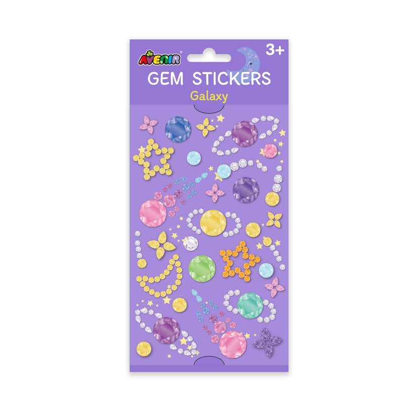 Avenir Gem Stickers for Kids – Self-Adhesive Rhinestone Craft Jewels in Assorted Styles (Flowers, Galaxy, Jewels, Rainbows) – Perfect for Arts & Crafts Projects, Personalization, and Creative Decoration – Ages 3+