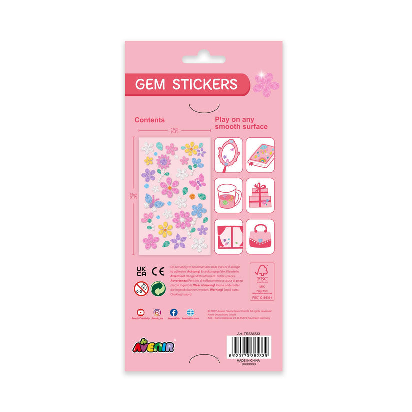 Avenir Gem Stickers for Kids – Self-Adhesive Rhinestone Craft Jewels in Assorted Styles (Flowers, Galaxy, Jewels, Rainbows) – Perfect for Arts & Crafts Projects, Personalization, and Creative Decoration – Ages 3+