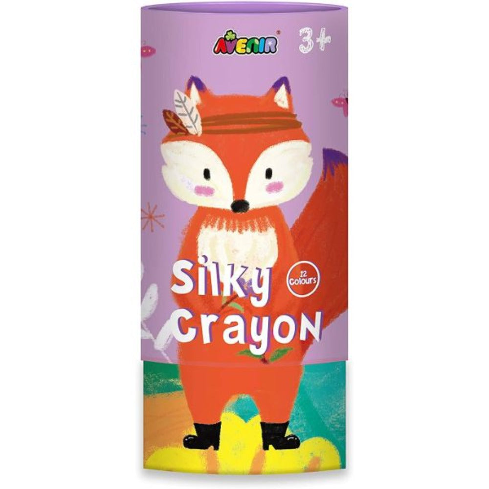 Avenir Silky Crayons Art Set - 12 Vibrant Water-Soluble Colors for Kids - 3-in-1 Versatility (Crayon, Pastel & Watercolor) with Lipstick-Style Twist Tubes - Safe & Non-Toxic for Ages 3+