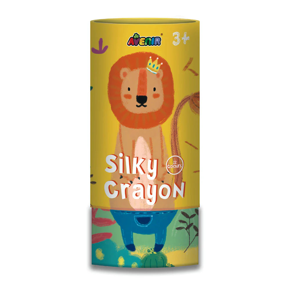 Avenir Silky Crayons Art Set - 12 Vibrant Water-Soluble Colors for Kids - 3-in-1 Versatility (Crayon, Pastel & Watercolor) with Lipstick-Style Twist Tubes - Safe & Non-Toxic for Ages 3+