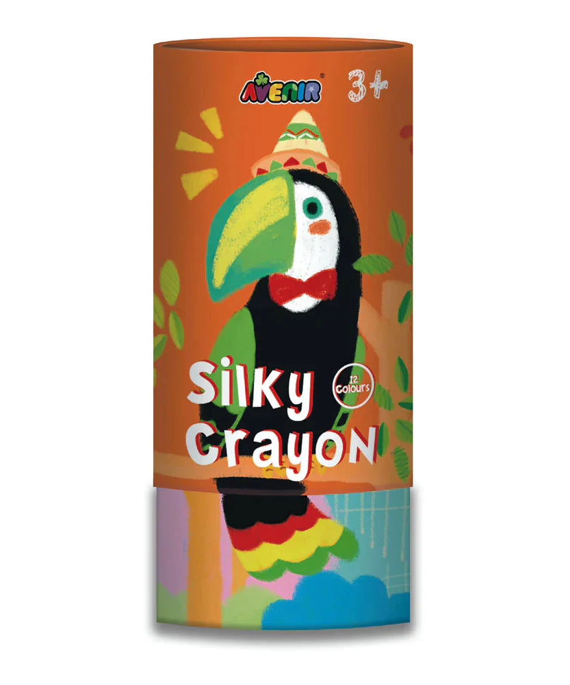 Avenir Silky Crayons Art Set - 12 Vibrant Water-Soluble Colors for Kids - 3-in-1 Versatility (Crayon, Pastel & Watercolor) with Lipstick-Style Twist Tubes - Safe & Non-Toxic for Ages 3+