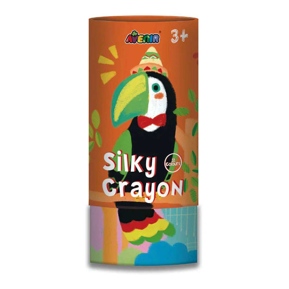 Avenir Silky Crayons Art Set - 12 Vibrant Water-Soluble Colors for Kids - 3-in-1 Versatility (Crayon, Pastel & Watercolor) with Lipstick-Style Twist Tubes - Safe & Non-Toxic for Ages 3+
