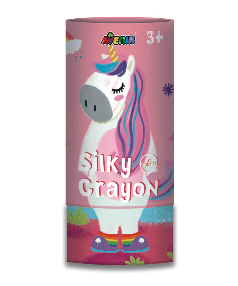 Avenir Silky Crayons Art Set - 12 Vibrant Water-Soluble Colors for Kids - 3-in-1 Versatility (Crayon, Pastel & Watercolor) with Lipstick-Style Twist Tubes - Safe & Non-Toxic for Ages 3+