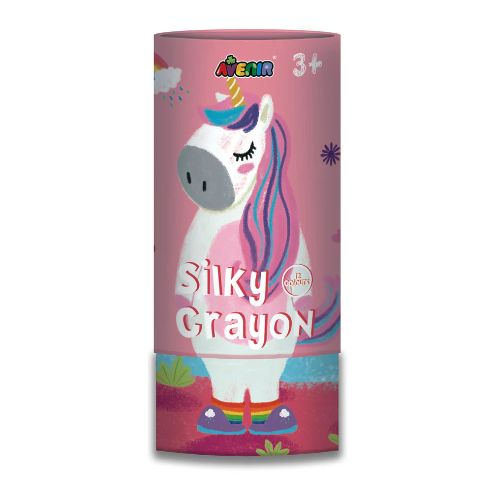 Avenir Silky Crayons Art Set - 12 Vibrant Water-Soluble Colors for Kids - 3-in-1 Versatility (Crayon, Pastel & Watercolor) with Lipstick-Style Twist Tubes - Safe & Non-Toxic for Ages 3+