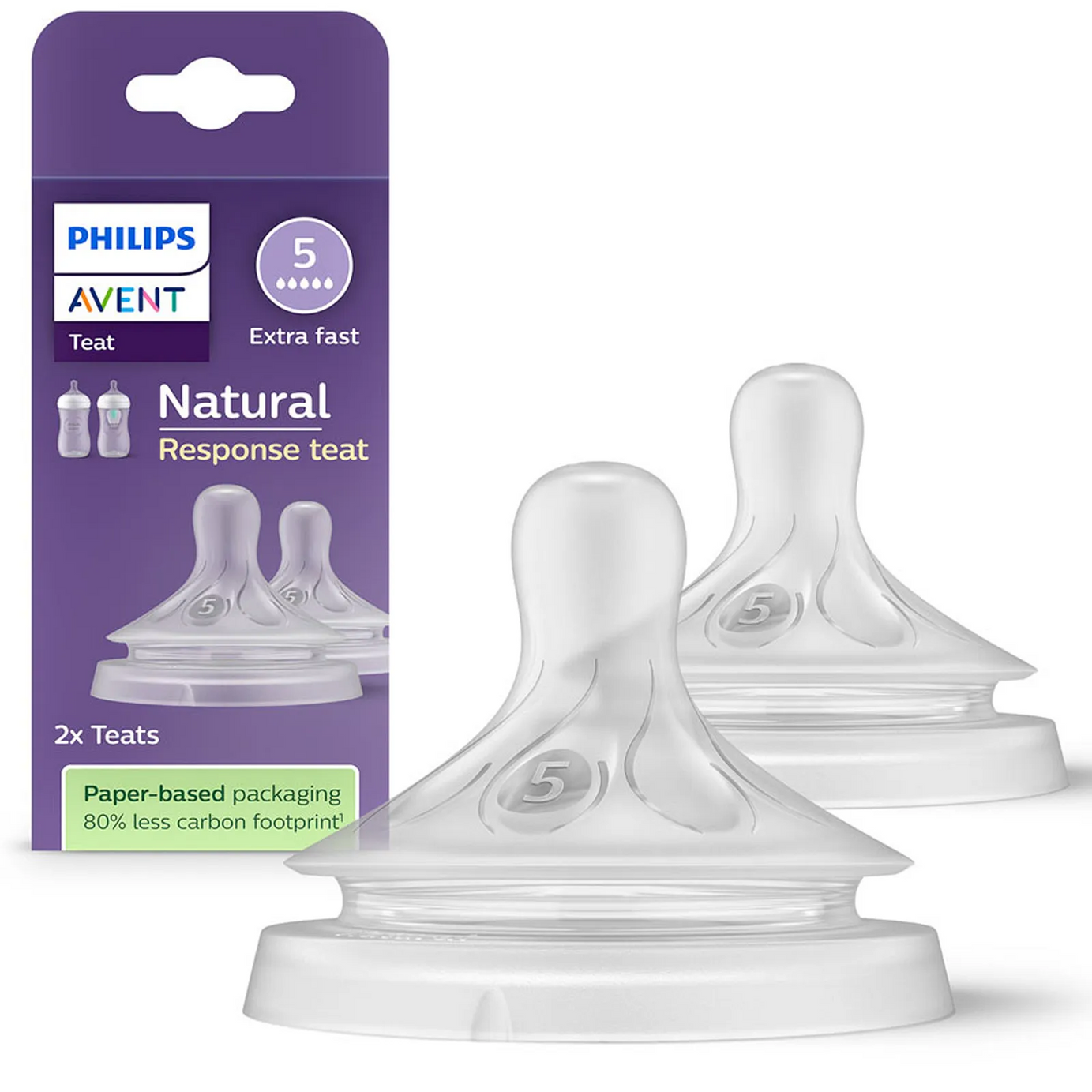 Philips Avent Natural Response Teat for 6+ Months | Flow 5 Teats (2-Pack) | SCY965/02