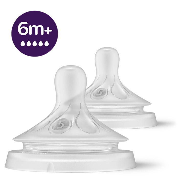 Philips Avent Natural Response Teat for 6+ Months | Flow 5 Teats (2-Pack) | SCY965/02
