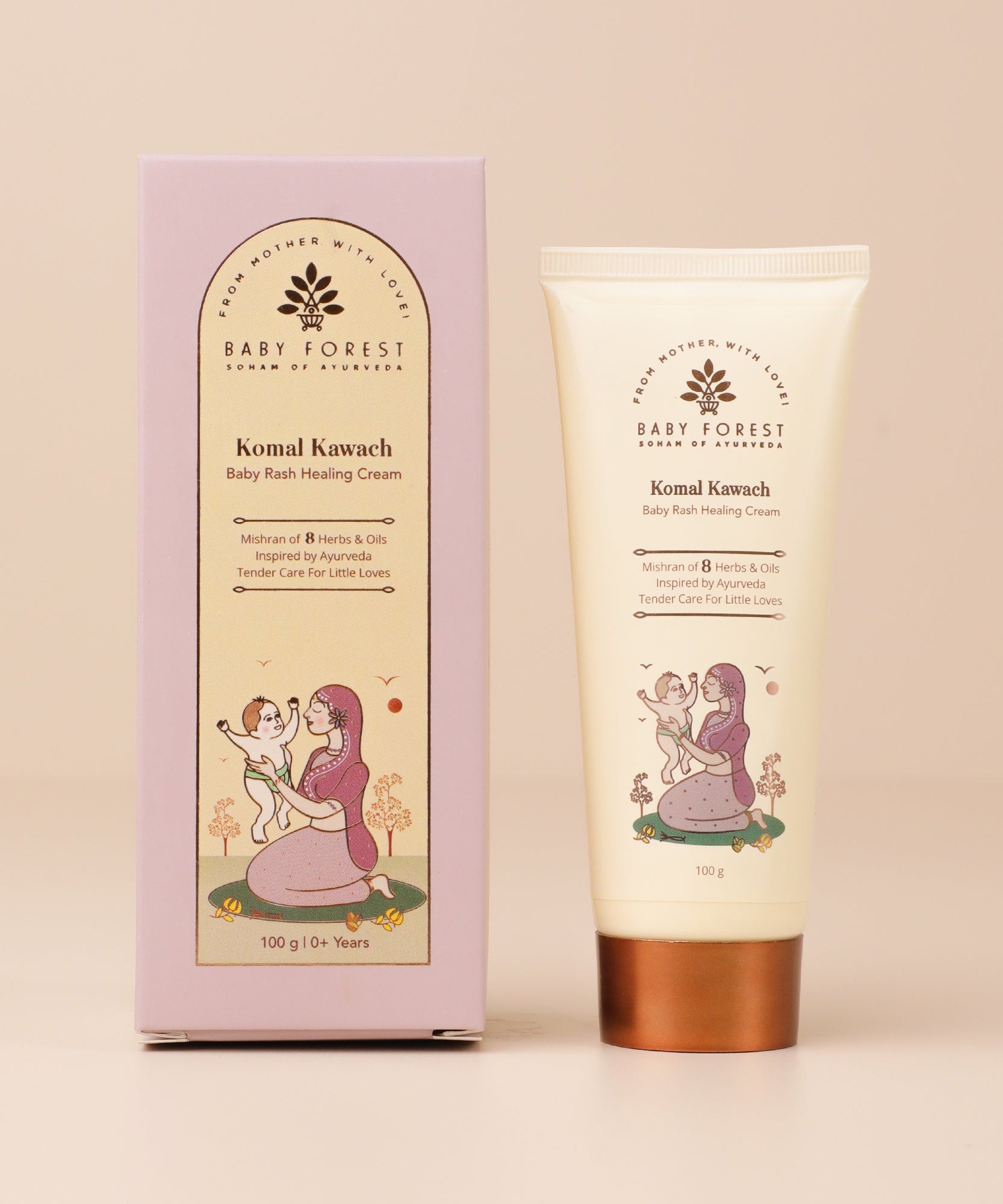 Baby Forest Komal Kawach Rash Healing Cream for Newborns & Infants – 100g | Ayurvedic Diaper Rash Relief with Vetiver, Ylang Ylang & Geranium Oil | Safe for 0+ Months, Sensitive Skin Protection