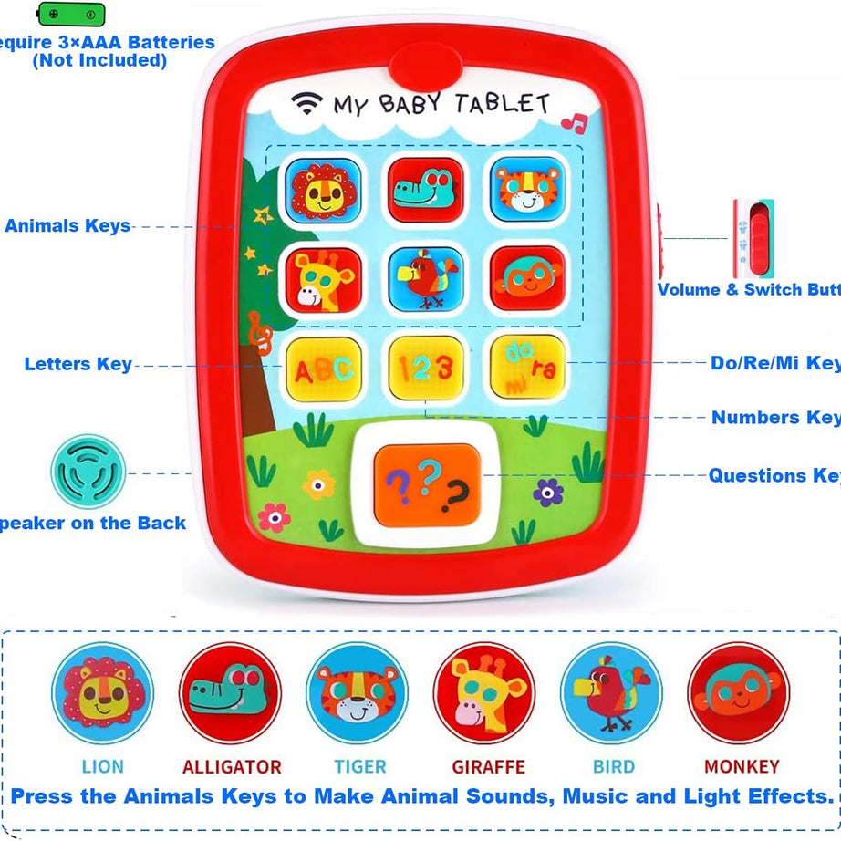 Hola Interactive Learning Tablet Toy for Babies 6 Months+ with Lights, Sounds, Alphabet, Numbers, and Animal Buttons