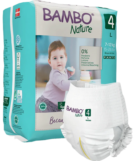 Bambo Nature Pant Style Diapers 4 - L 7-12 kg (Pack of 20) | Skin-Friendly & Eco-Friendly - MINIMEE KIDS