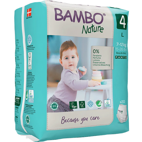 Bambo Nature Pant Style Diapers 4 - L 7-12 kg (Pack of 20) | Skin-Friendly & Eco-Friendly - MINIMEE KIDS