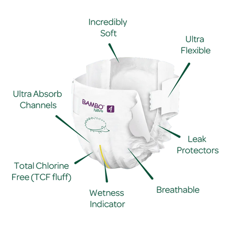 Bambo Nature Tape Style Diapers 4 - L 7-14 kg (Pack of 24) | Skin-Friendly & Eco-Friendly Baby Diapers - MINIMEE KIDS
