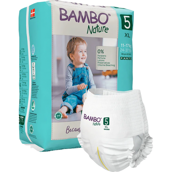 Bambo Nature Pant Style Diapers 5 - XL 11-17 kg Pack of 19 Diapers | Skin-Friendly & Eco-Friendly - MINIMEE KIDS
