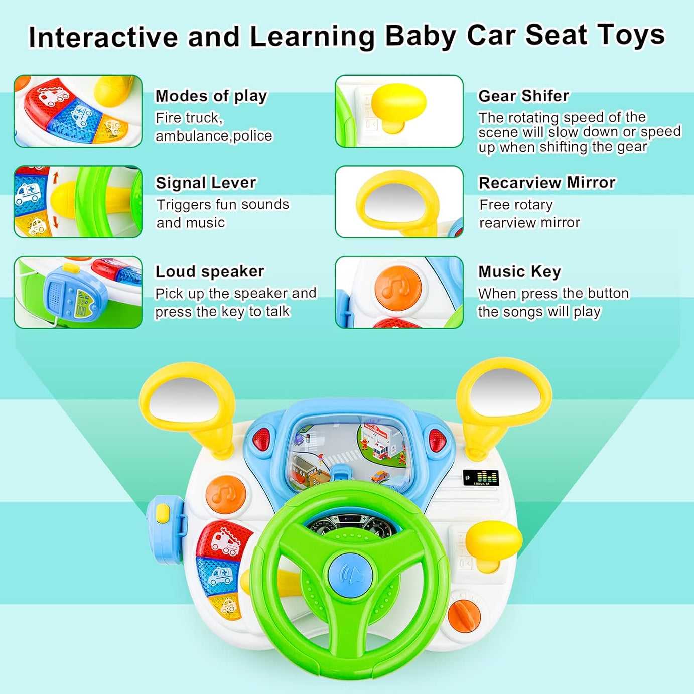 Baoli Dreaming Party Simulated Driver | Steering Wheel Toys with Light & Music for Girls & Boys | Educational Simulation Driving Toy for Ages 1-5 - MINIMEE KIDS