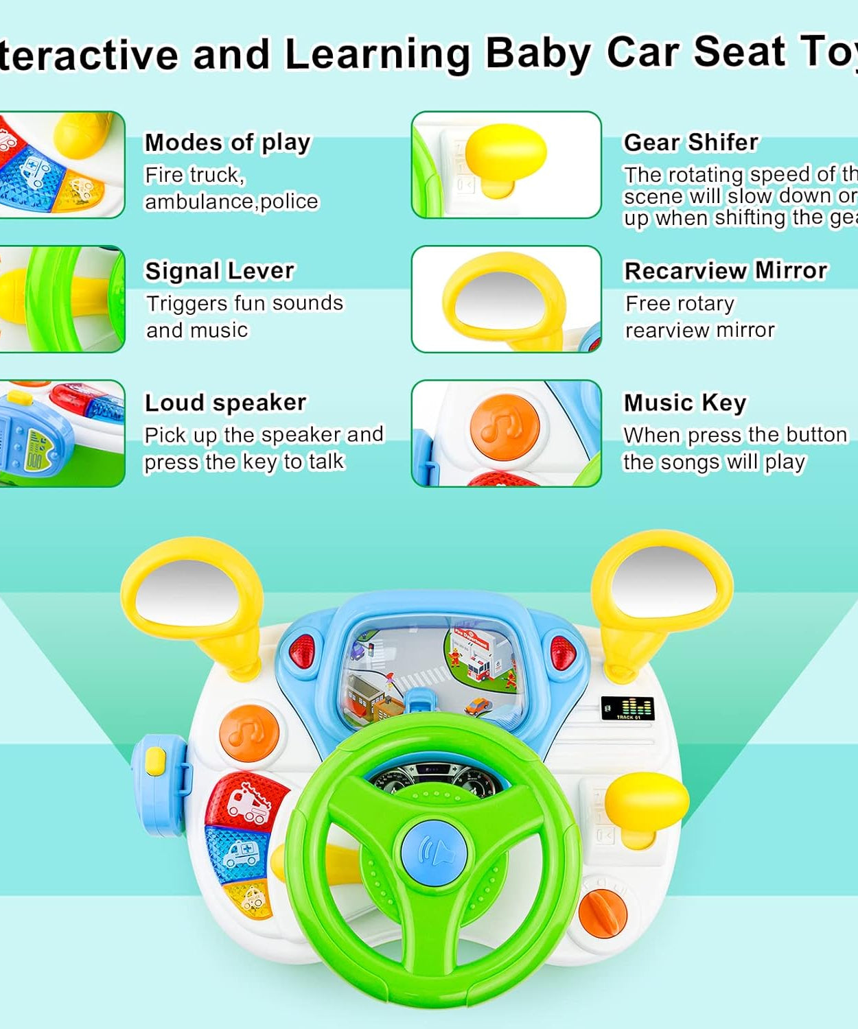 Baoli Dreaming Party Simulated Driver | Steering Wheel Toys with Light & Music for Girls & Boys | Educational Simulation Driving Toy for Ages 1-5 - MINIMEE KIDS