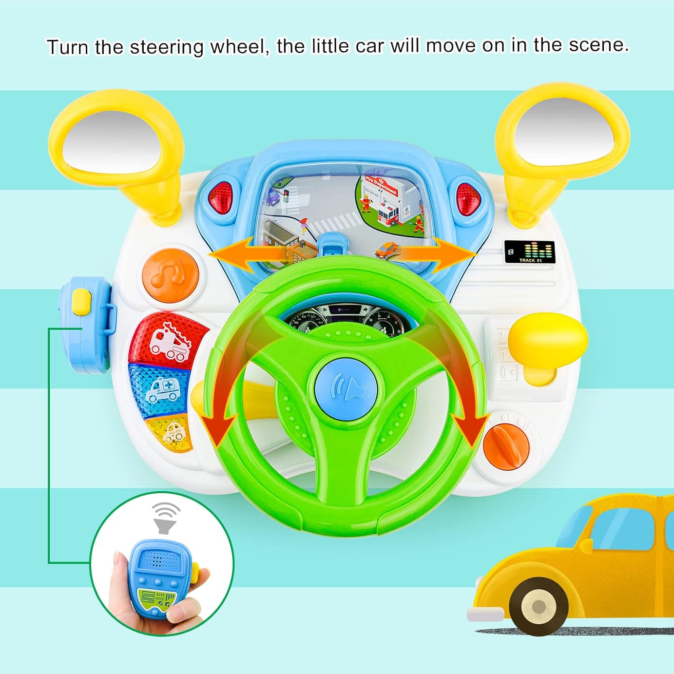 Baoli Dreaming Party Simulated Driver | Steering Wheel Toys with Light & Music for Girls & Boys | Educational Simulation Driving Toy for Ages 1-5 - MINIMEE KIDS