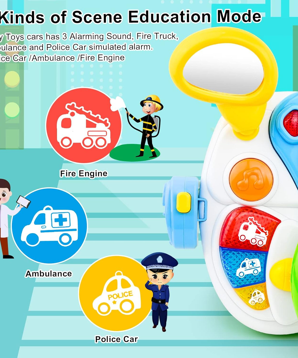 Baoli Dreaming Party Simulated Driver | Steering Wheel Toys with Light & Music for Girls & Boys | Educational Simulation Driving Toy for Ages 1-5 - MINIMEE KIDS