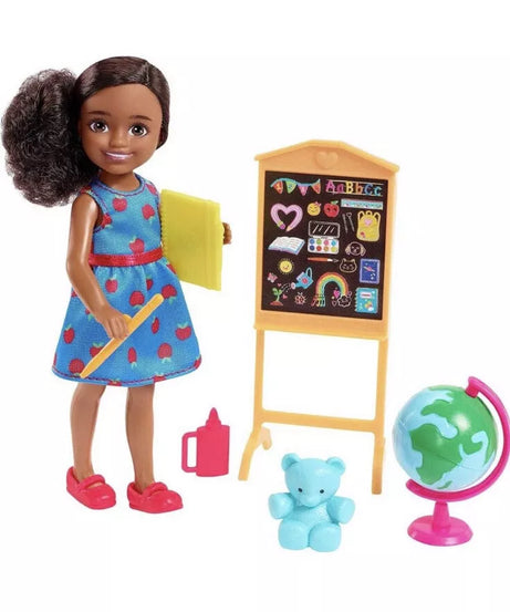 Barbie Chelsea Can Be… Teacher Doll – 6” Career Role Play Toy with Chalkboard, Globe & Accessories – Inspires Educational Fun for Kids 3+ Years
