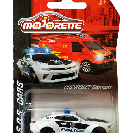 Majorette SOS Cars - Set of 6 | Official Licensed Die-Cast Emergency Vehicles (Porsche, Camaro, Ambulance, Fire Truck, Police, SUV)