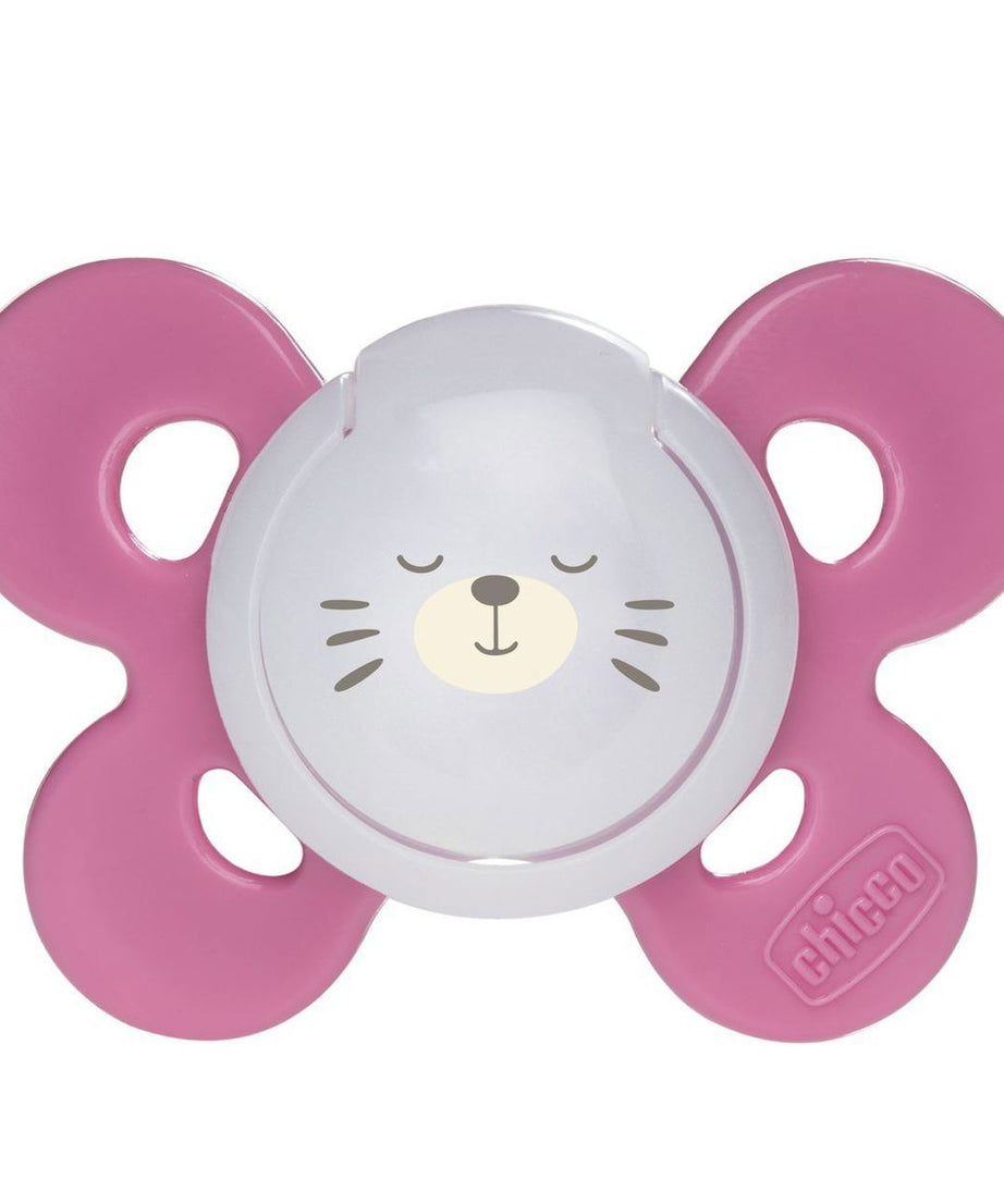 Chicco PhysioForma Comfort Glow in the Dark Silicone Pacifier, Pink & blue, 16–36 Months | Clinically Tested Orthodontic Design | Supports Baby's Breathing | BPA-Free