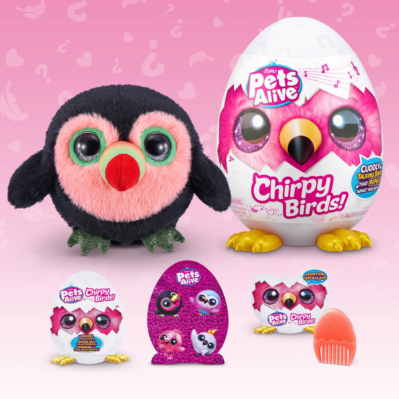ZURU Pets Alive Chirpy Birds | Electronic Pet That Speaks with Giant Surprise Egg, Stickers, Comb, and Fluffy Clay